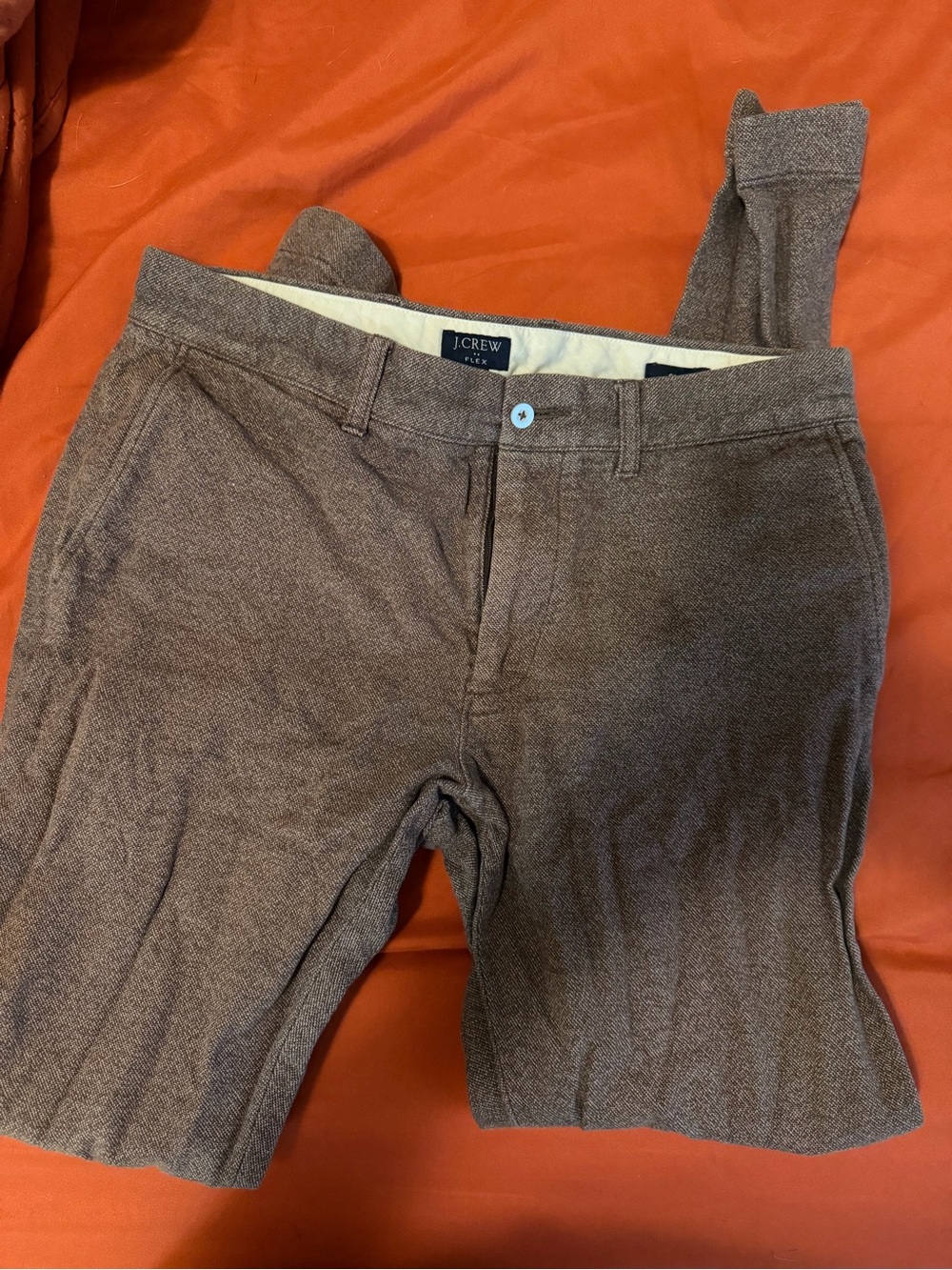 J. Crew Men's Brown Herringbone Chinos - Tailored Look